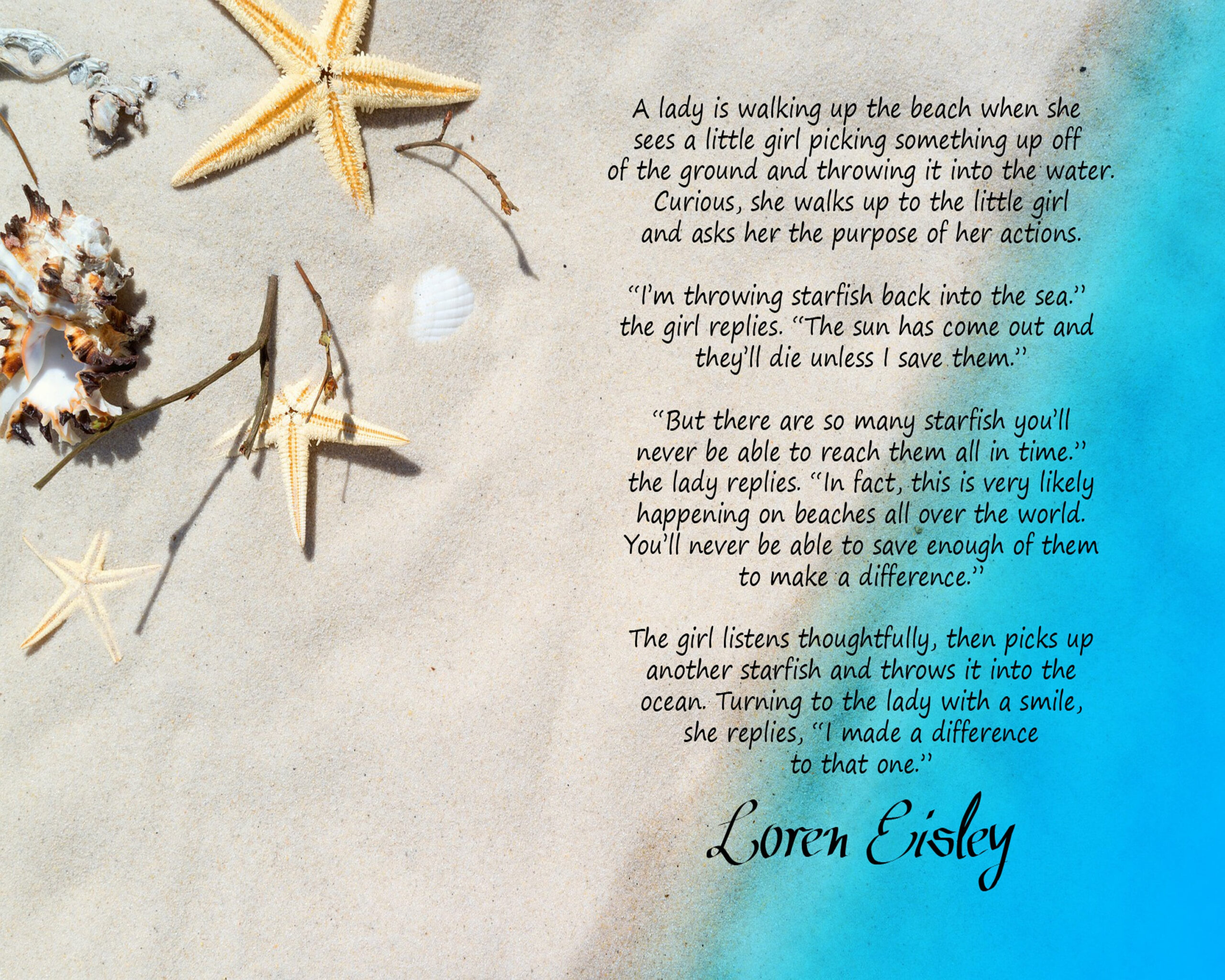 The Starfish Story, Digital Download, Wall Decor, Coastal Decor with regard to Starfish Story Printable Free