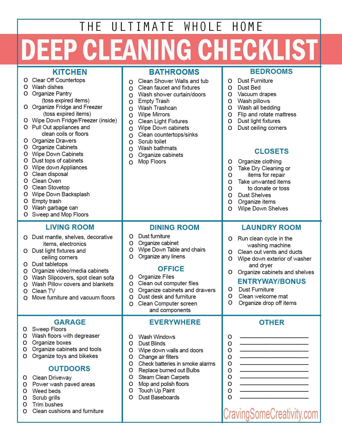 The Ultimate Printable House Cleaning Checklist • Craving Some with Free Printable House Cleaning Checklist