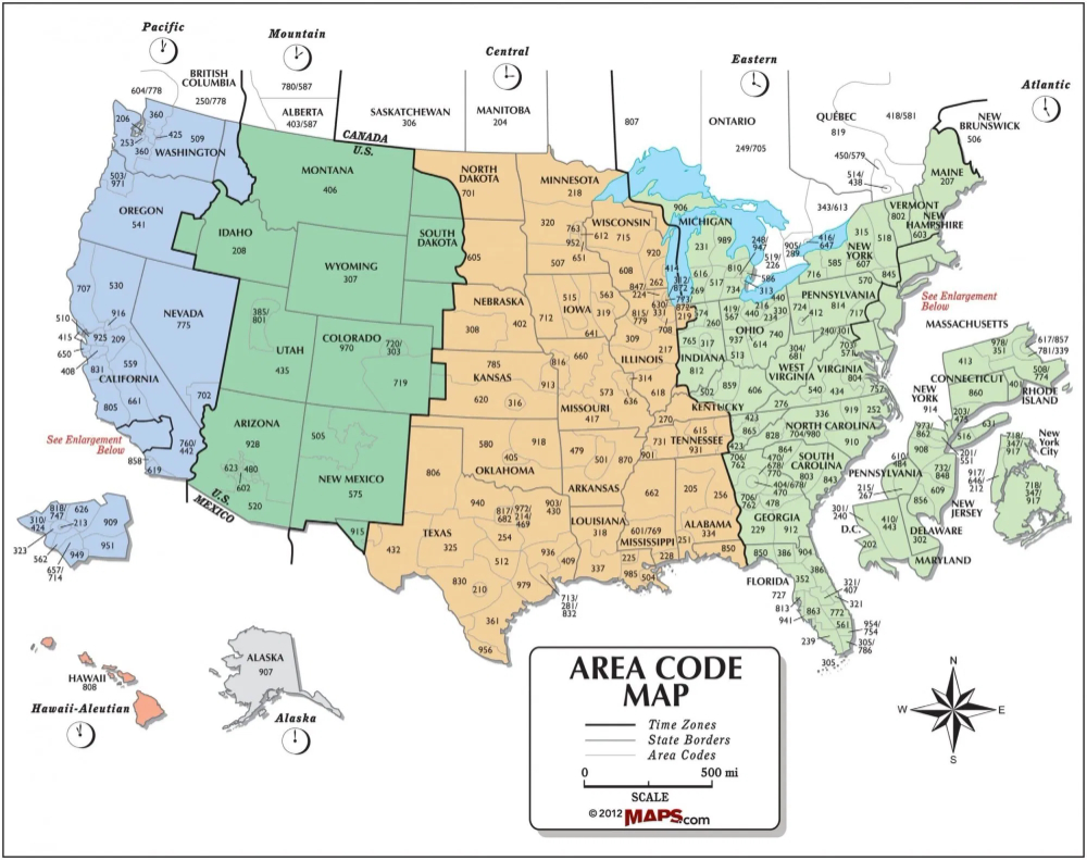 The United States Time Zone Map With Area Code | Large Printable with Free Printable Us Timezone Map With State Names