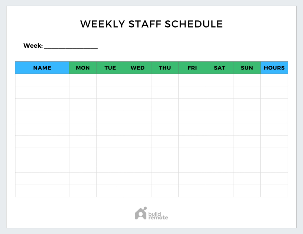 The Weekly Work Schedule Template Library: 12 Free Options in Free Printable Blank Work Schedules