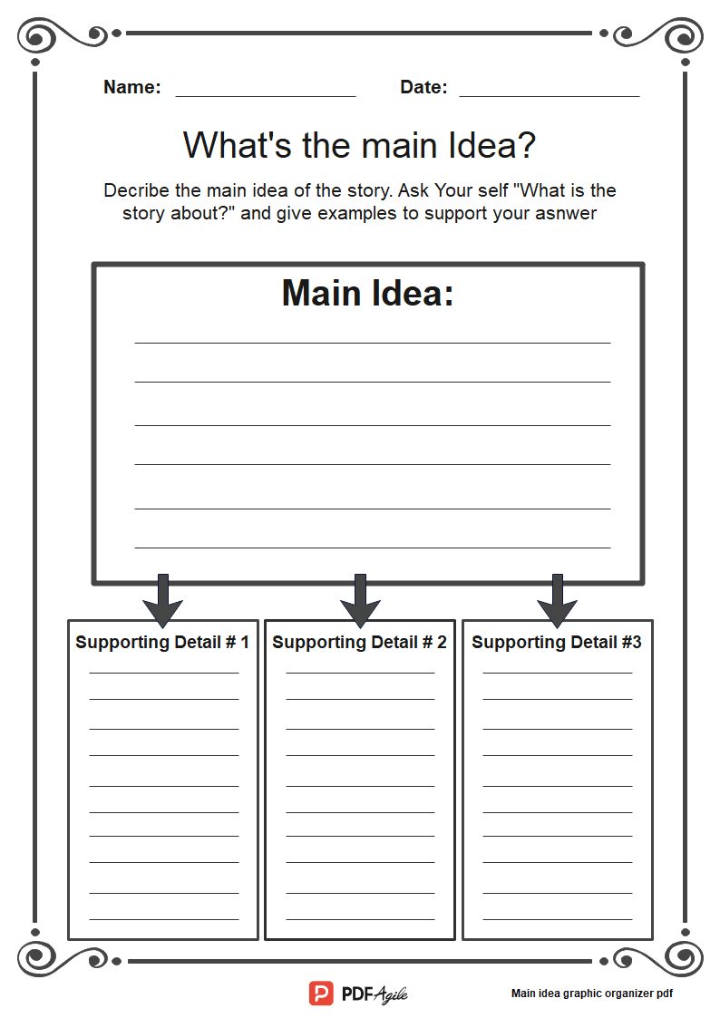 Theme Graphic Organizer (For 6Th-8Th Grade) | Pdf Agile throughout Free Printable Main Idea Graphic Organizer