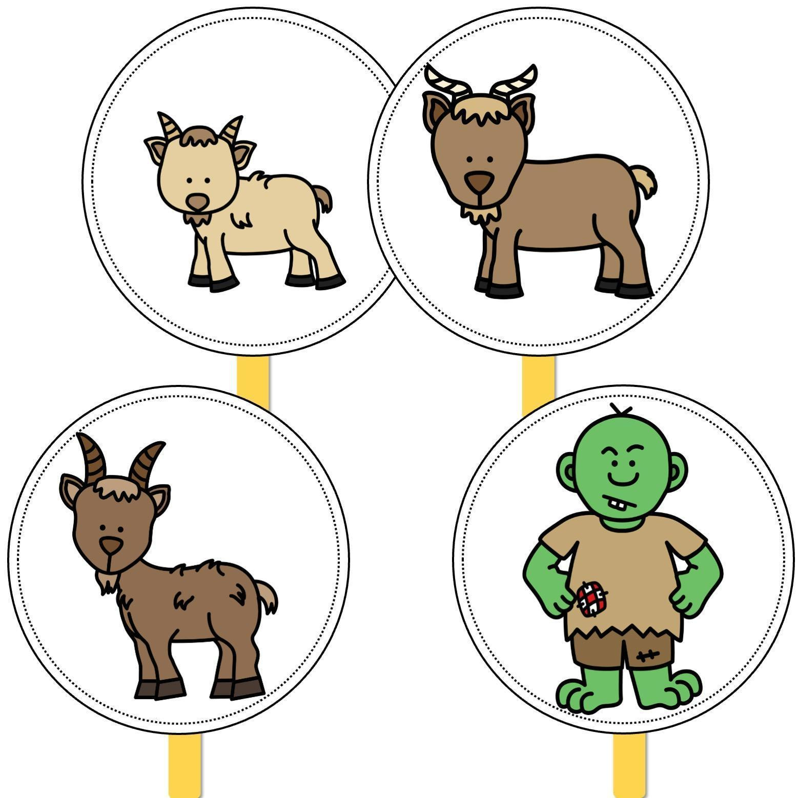 Three Billy Goats Gruff Stick Puppets - Top Teacher throughout Three Billy Goats Gruff Masks Printable Free