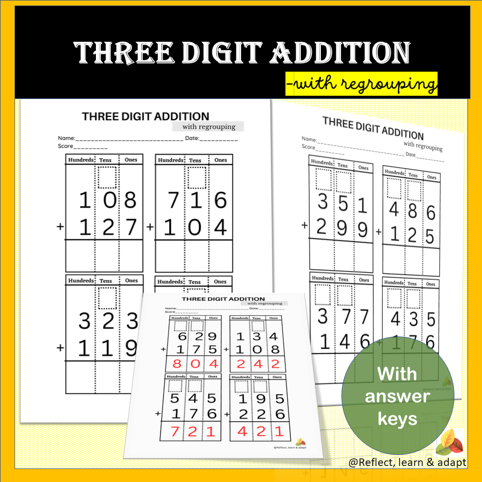Three Digit Addition With Regrouping | Adaptive Resources - Classful with Homeschooling Paradise Free Printable Math Worksheets Third Grade