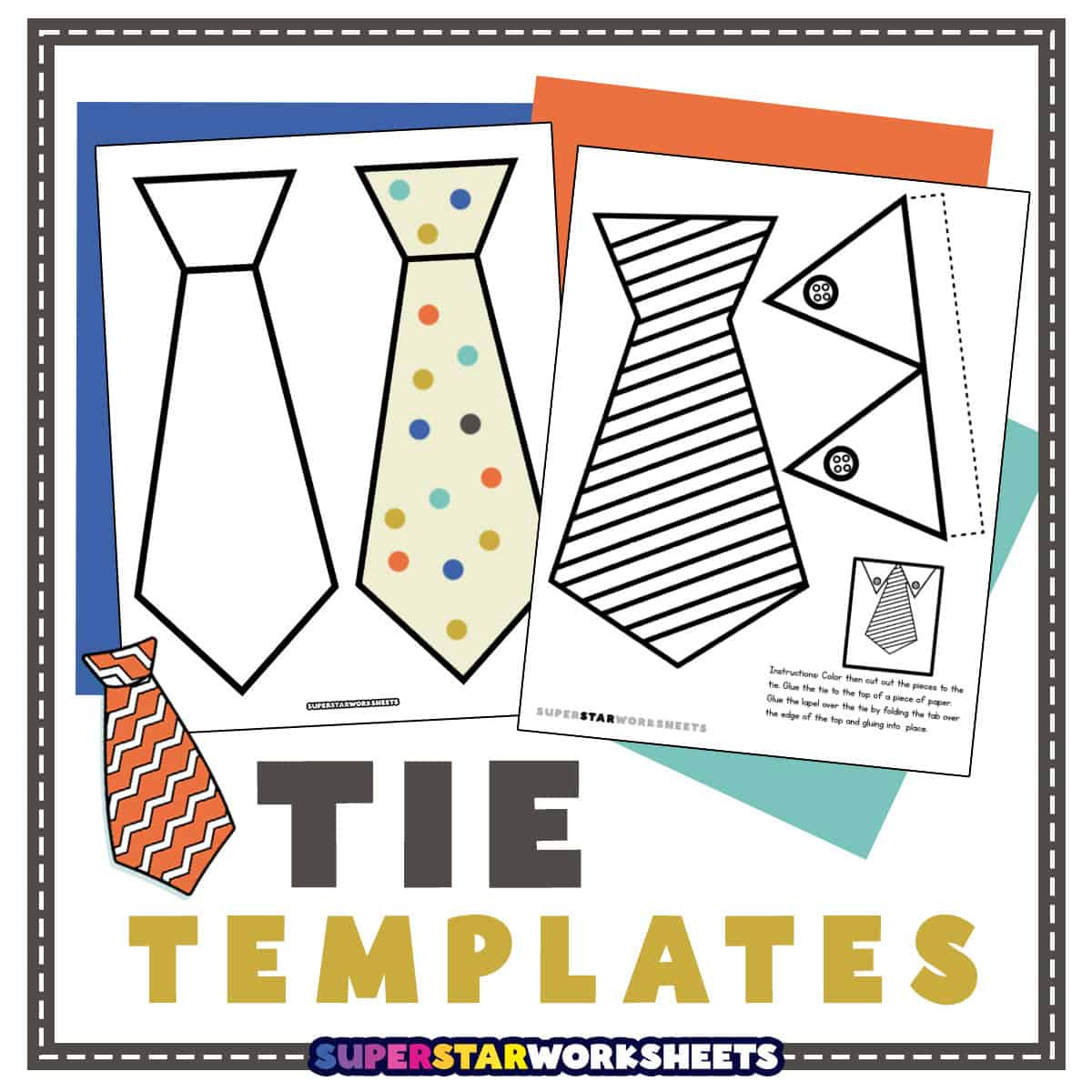 Tie Template (Free Printables) - Superstar Worksheets for Free Printable Tie Template