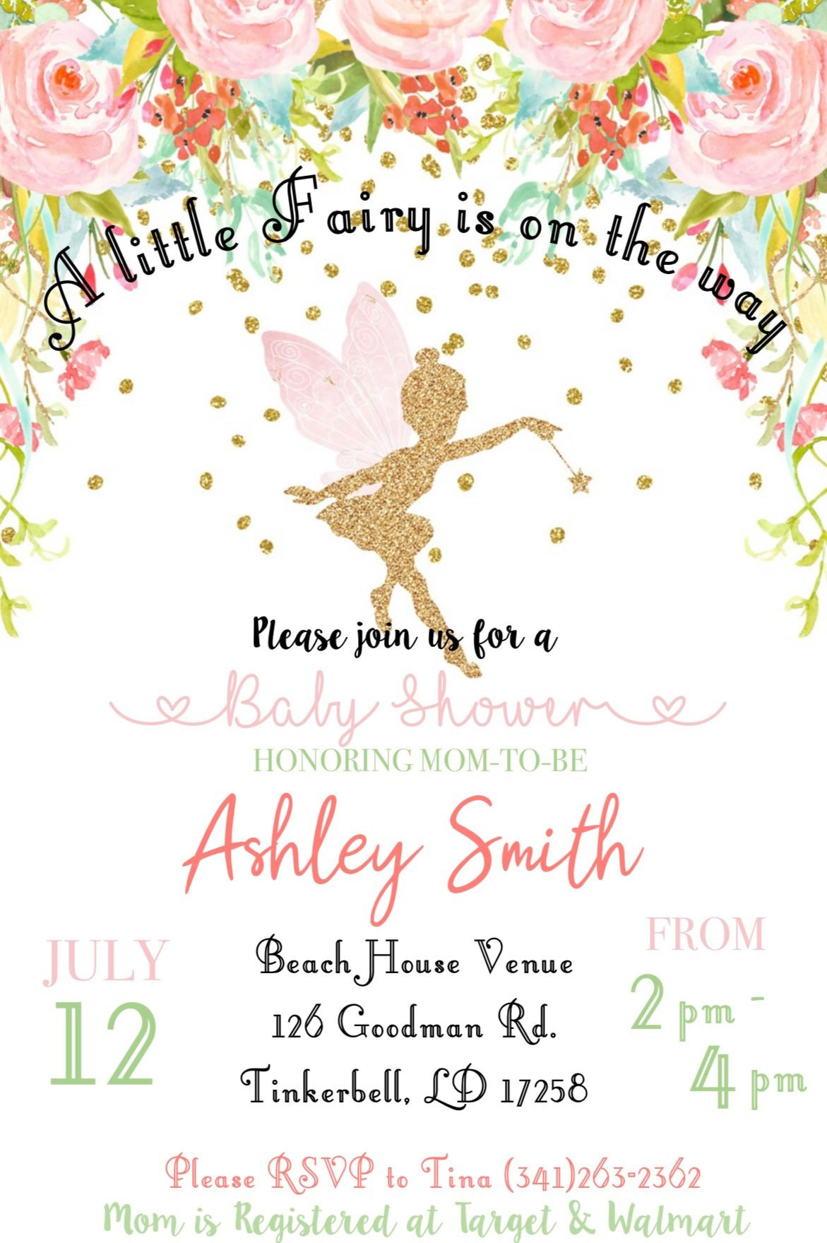 Tinkerbell Baby Shower Invitation - Etsy within Free Printable Tinkerbell Baby Shower Invitations