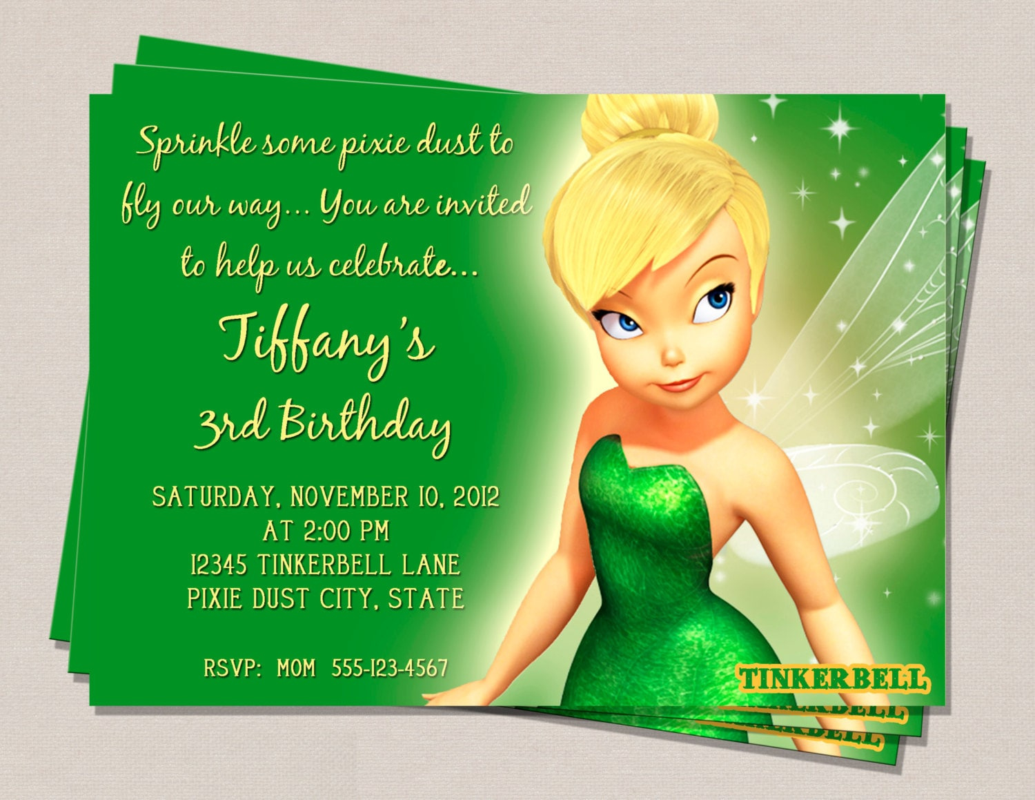 Tinkerbell Birthday Invitation - Tinkerbell - Tinkerbell Party regarding Free Printable Tinkerbell Baby Shower Invitations