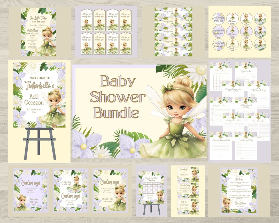 Tinkerbelle Baby Shower Bundle: Fairytale Invitation (Digital throughout Free Printable Tinkerbell Baby Shower Invitations