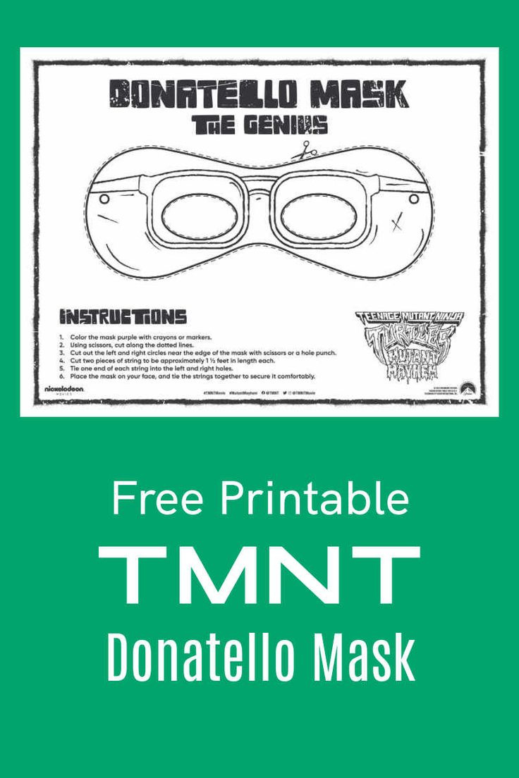 Tmnt Free Printable Donatello Mask with regard to Teenage Mutant Ninja Turtles Free Printable Mask