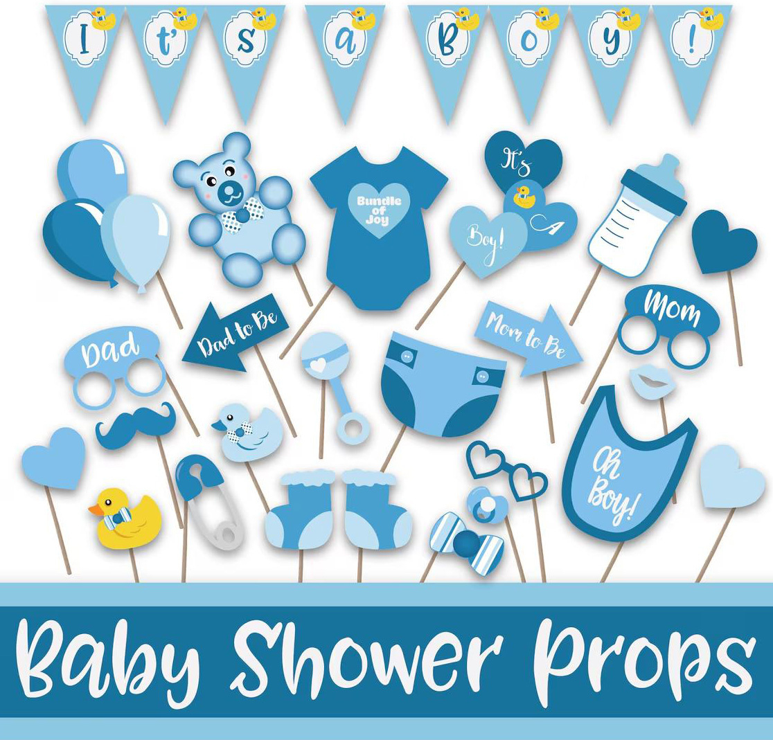 Top 10 Best Baby Shower Photo Booth Props For Cute Baby Parties in Free Printable Boy Baby Shower Photo Booth Props