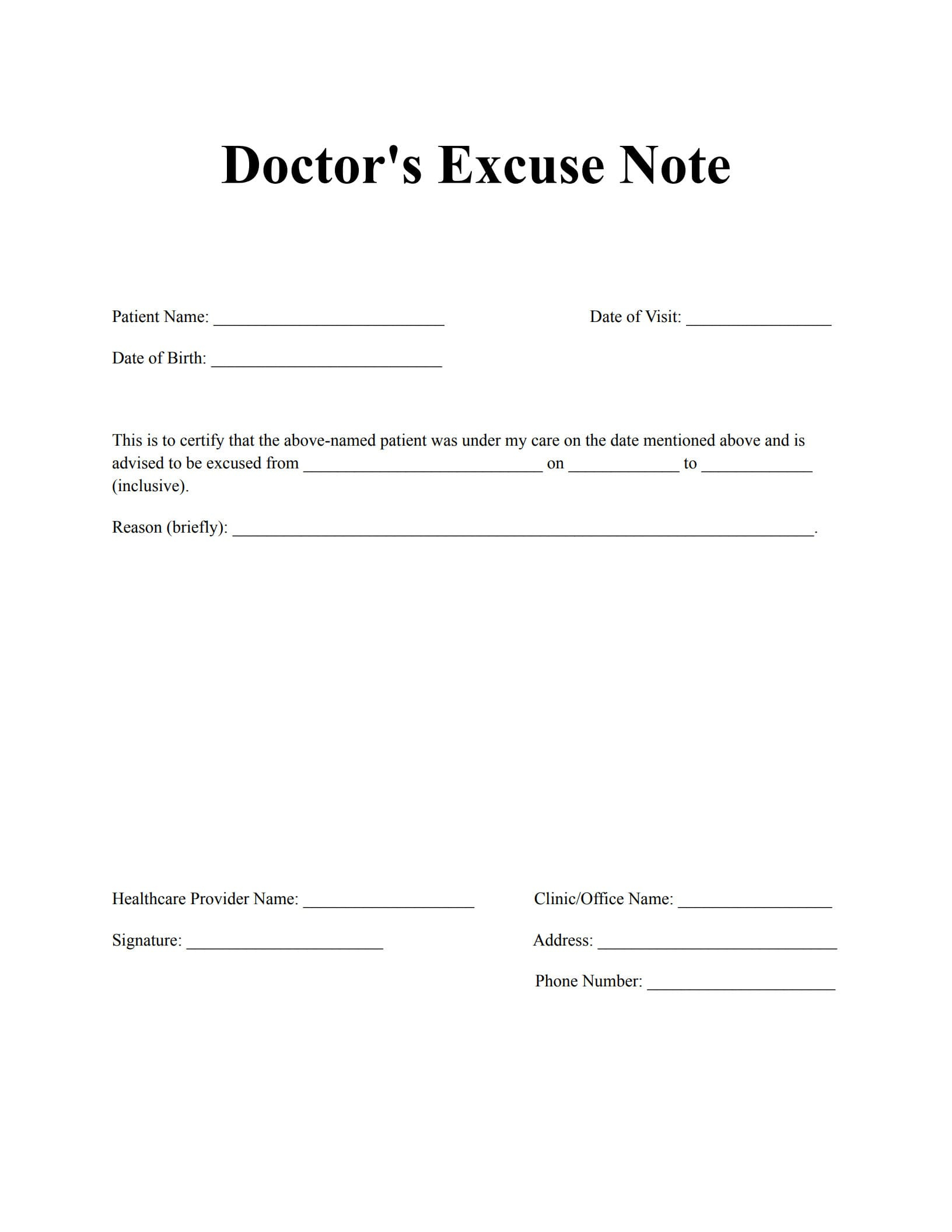 Top 12 Free Doctor Note Templates (For Work And School) intended for Free Printable Doctors Excuse For School