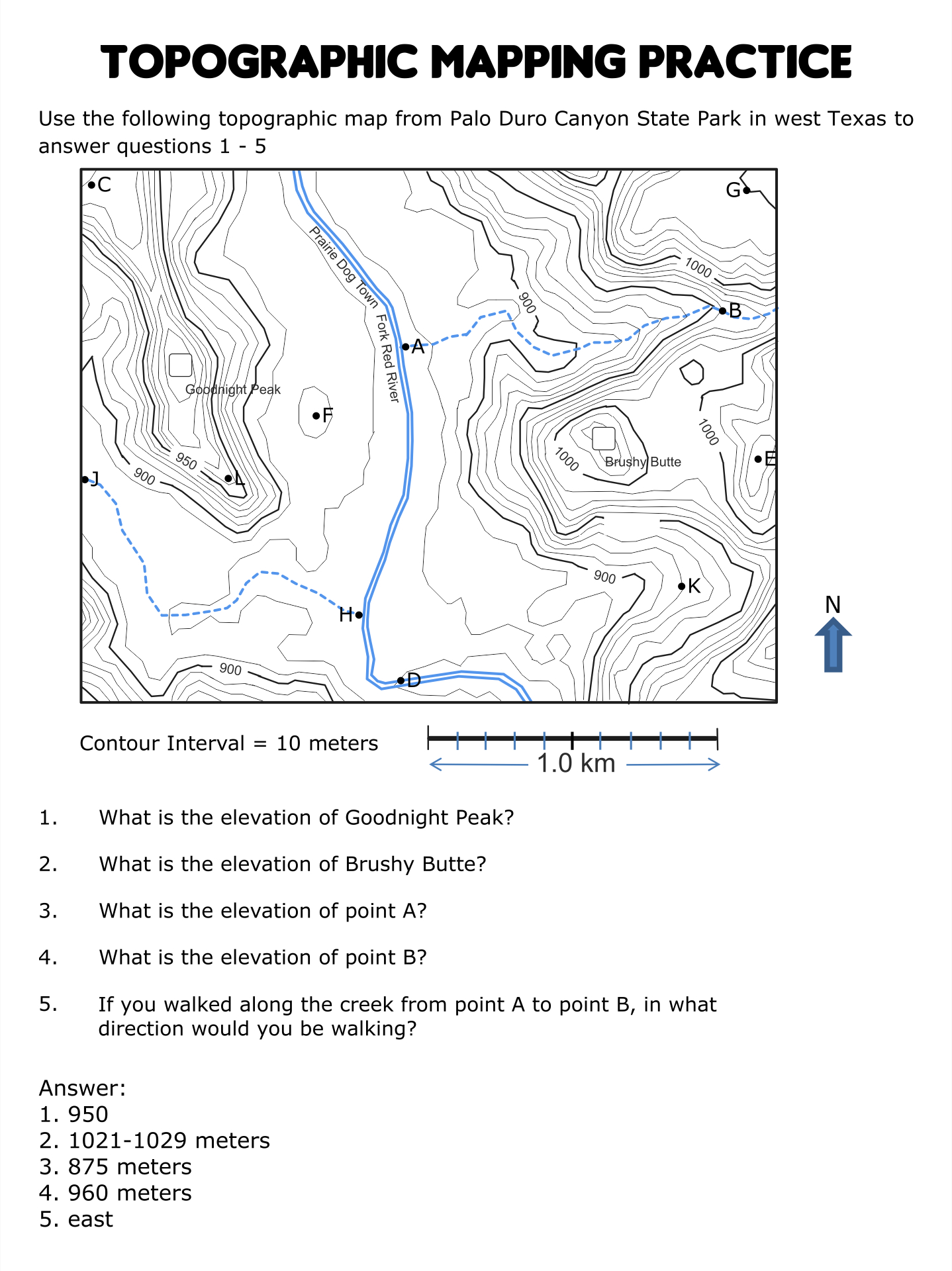 Topographic Map Worksheets - 10 Free Pdf Printables | Printablee inside Free Printable Topo Maps