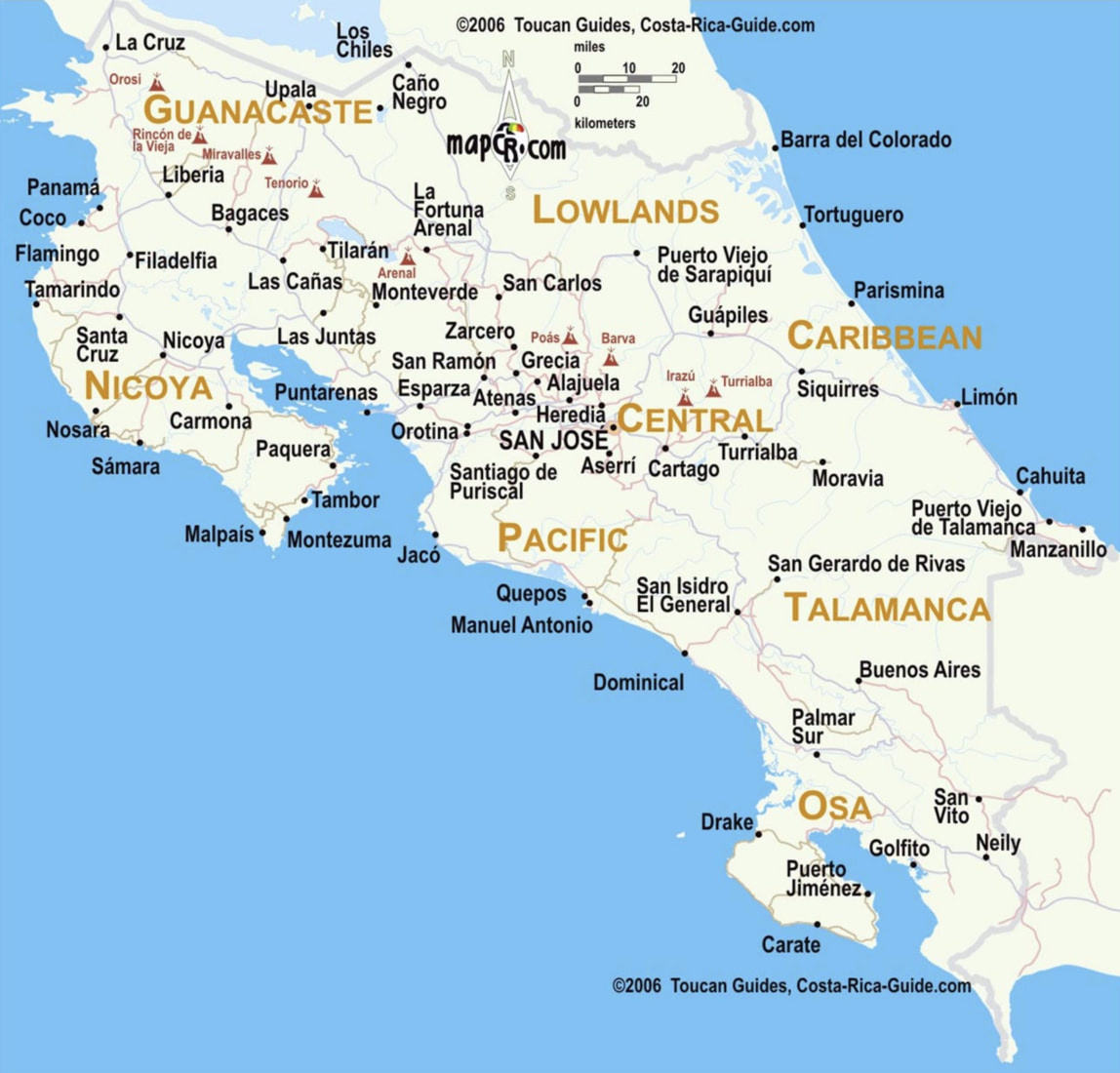 Tourist Maps Of Costa Rica – Beaches, Cities & More for Free Printable Map Of Costa Rica