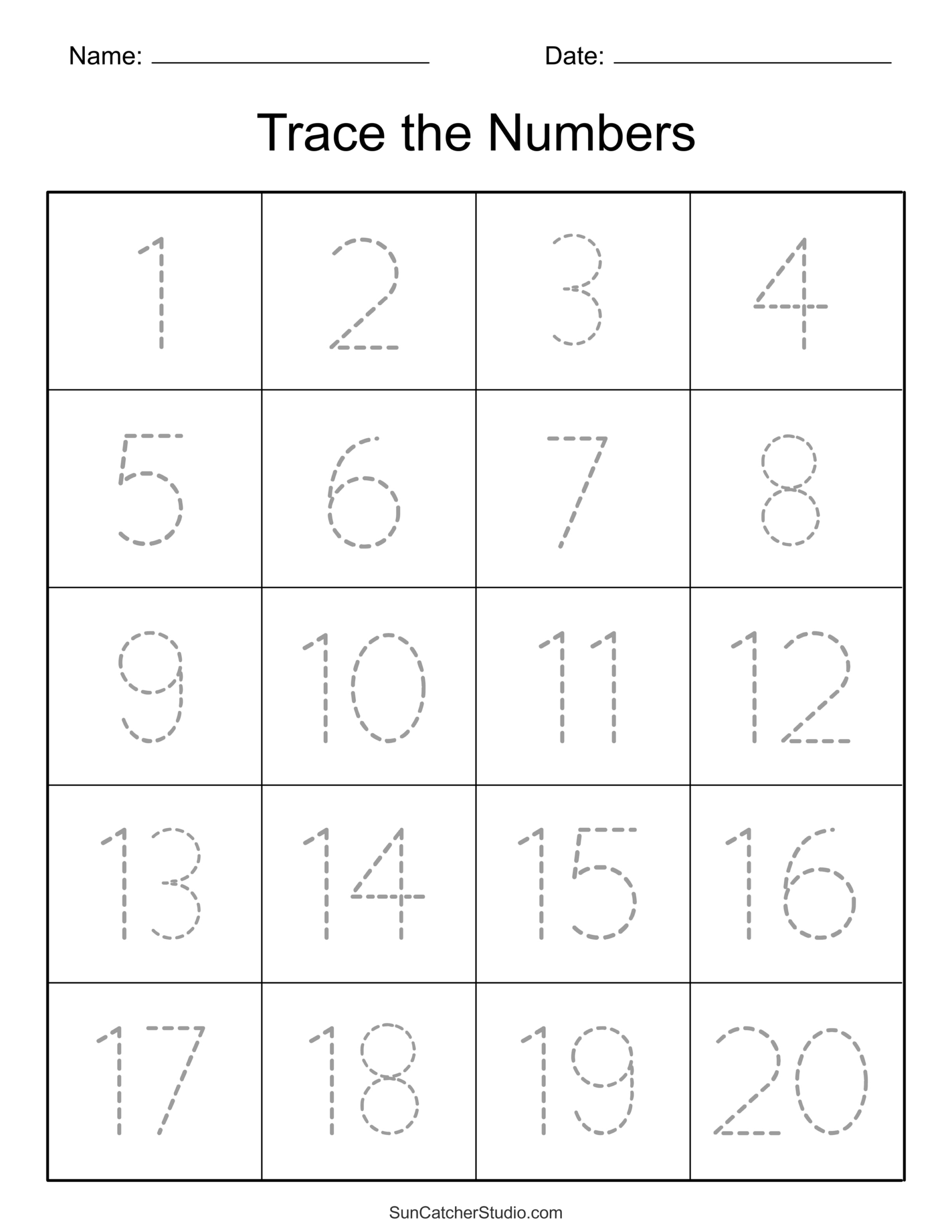 Tracing Numbers (Free Printable Practice Pdf Worksheets) – Free for Free Printable Tracing Worksheets