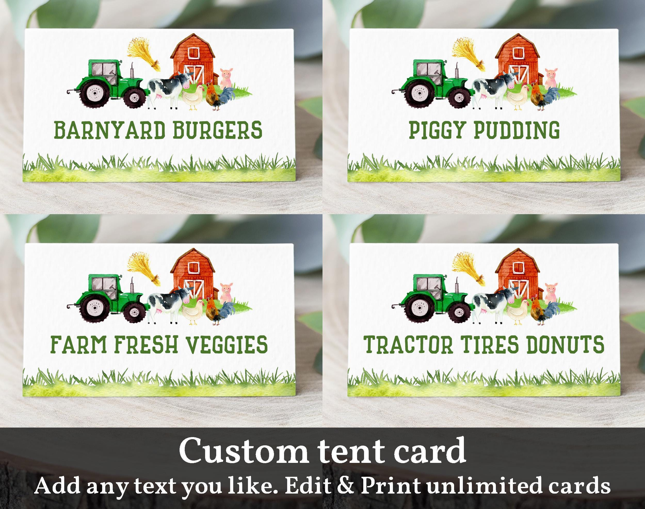 Tractor Food Tent Card Farm Food Label Editable Download Bir117 throughout Free Printable John Deere Food Labels