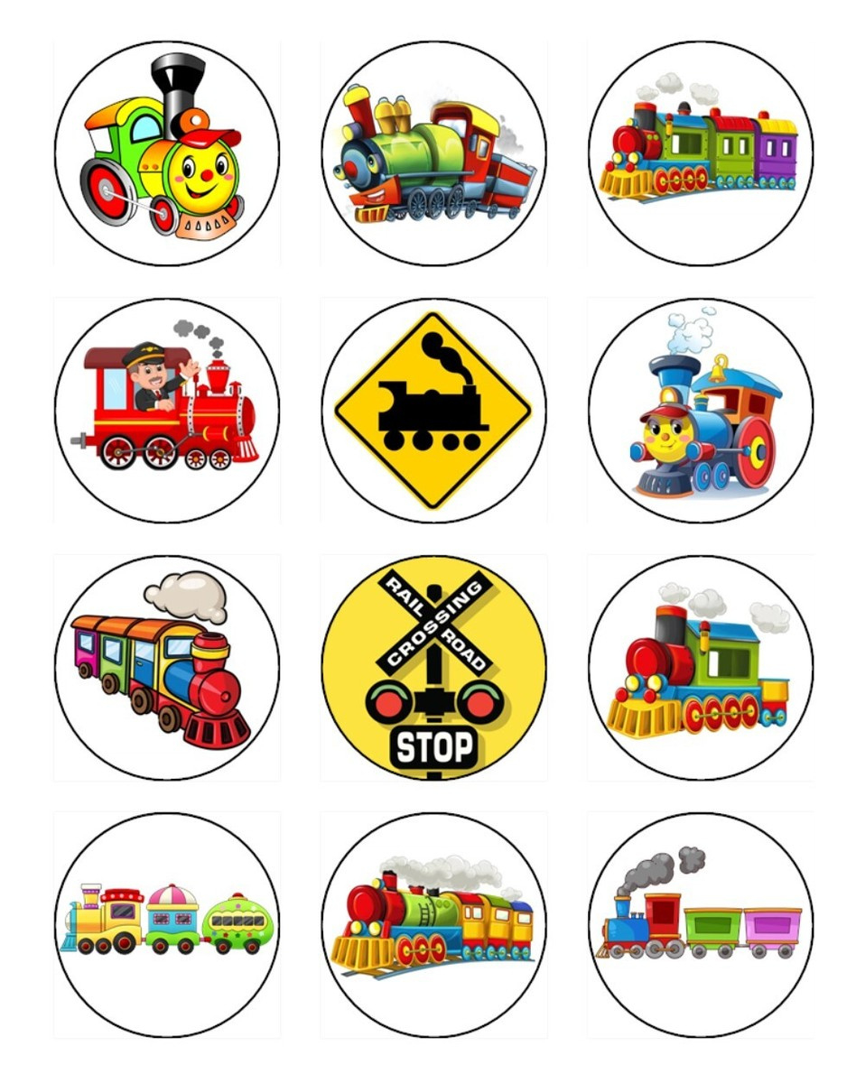 Train Edible Cake & Cupcake Toppers – Wafer - Perfect For Train inside Free Printable Train Cupcake Toppers