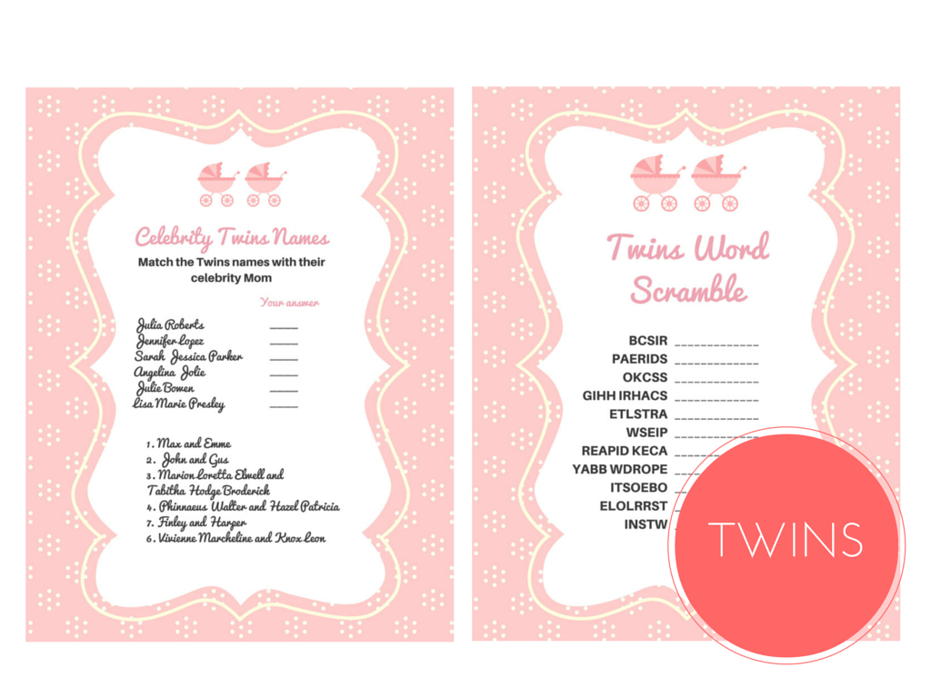 Twin Girls Baby Shower Games - Magical Printable inside Free Printable Baby Shower Games For Twins