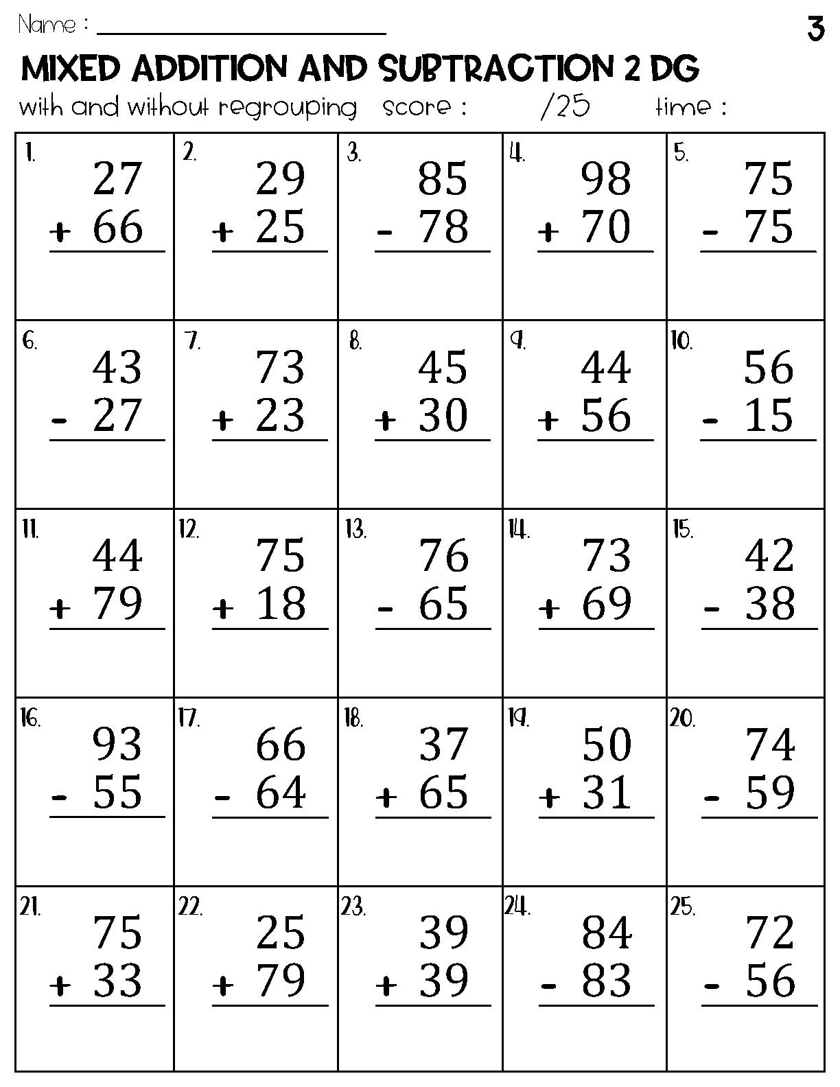 Two Digit Mixed Addition And Subtraction With And Without with regard to Free Printable Double Digit Addition And Subtraction Worksheets