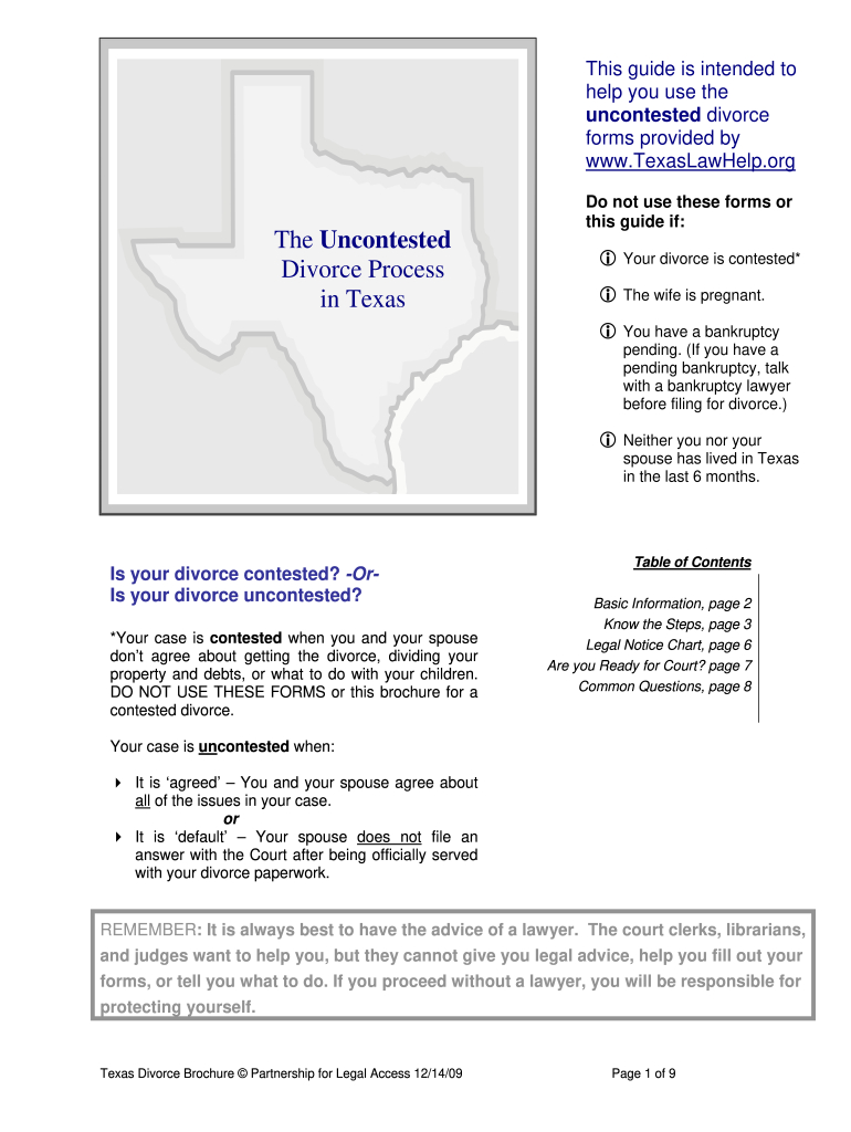 Tx Divorce Forms Kit - Fill Online, Printable, Fillable, Blank for Free Printable Divorce Forms Texas
