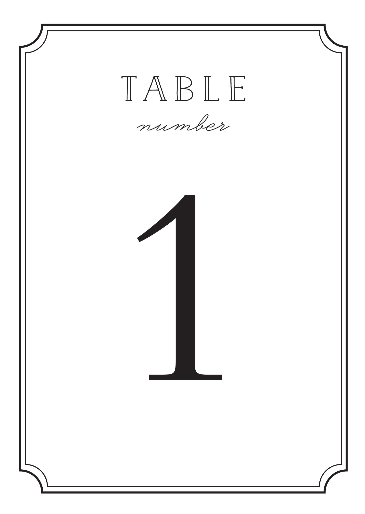 Type Frame Table Number Printablesbasic Invite with regard to Free Printable Table Numbers