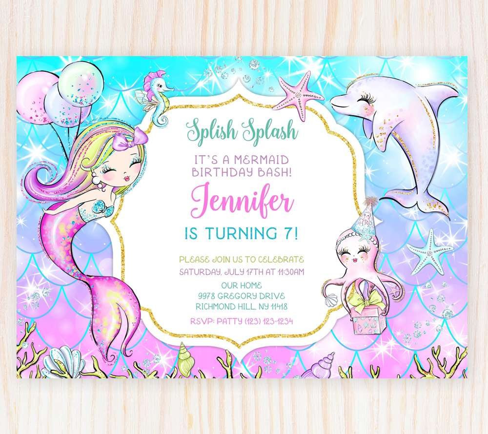Under The Sea Birthday Invitations - Editable Templates Online intended for Mermaid Birthday Invitations Free Printable