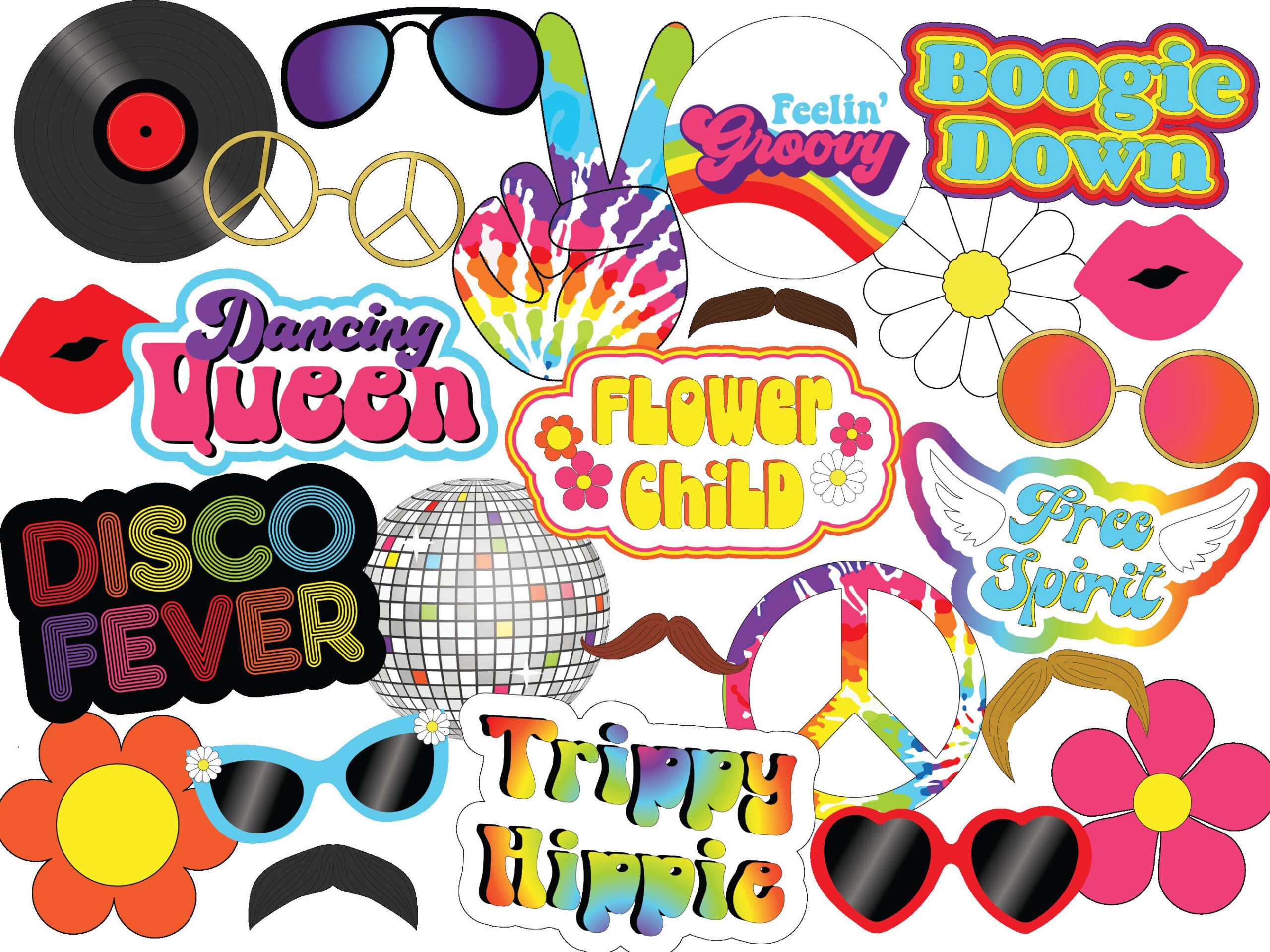 Uneditable 70S Themed Party Photo Booth Props | Disco Party Props with Free Printable 70&amp;#039;S Photo Booth Props