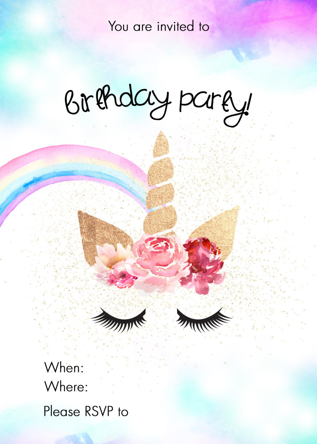 Unicorn Birthday Party Ideas W/ Free Printable - The Diy Lighthouse within Free Printable Unicorn Birthday Invitations