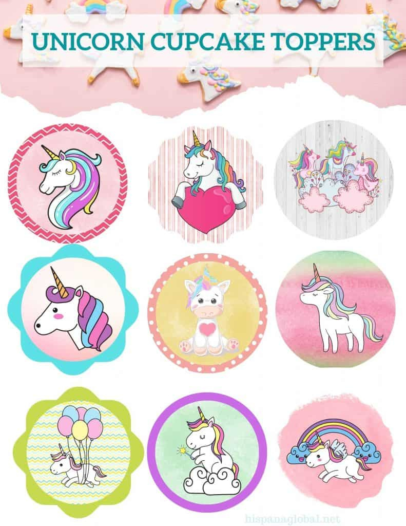 Unicorn Cupcakes Recipe And Free Printable Toppers - Hispana within Free Printable Unicorn Cupcake Toppers