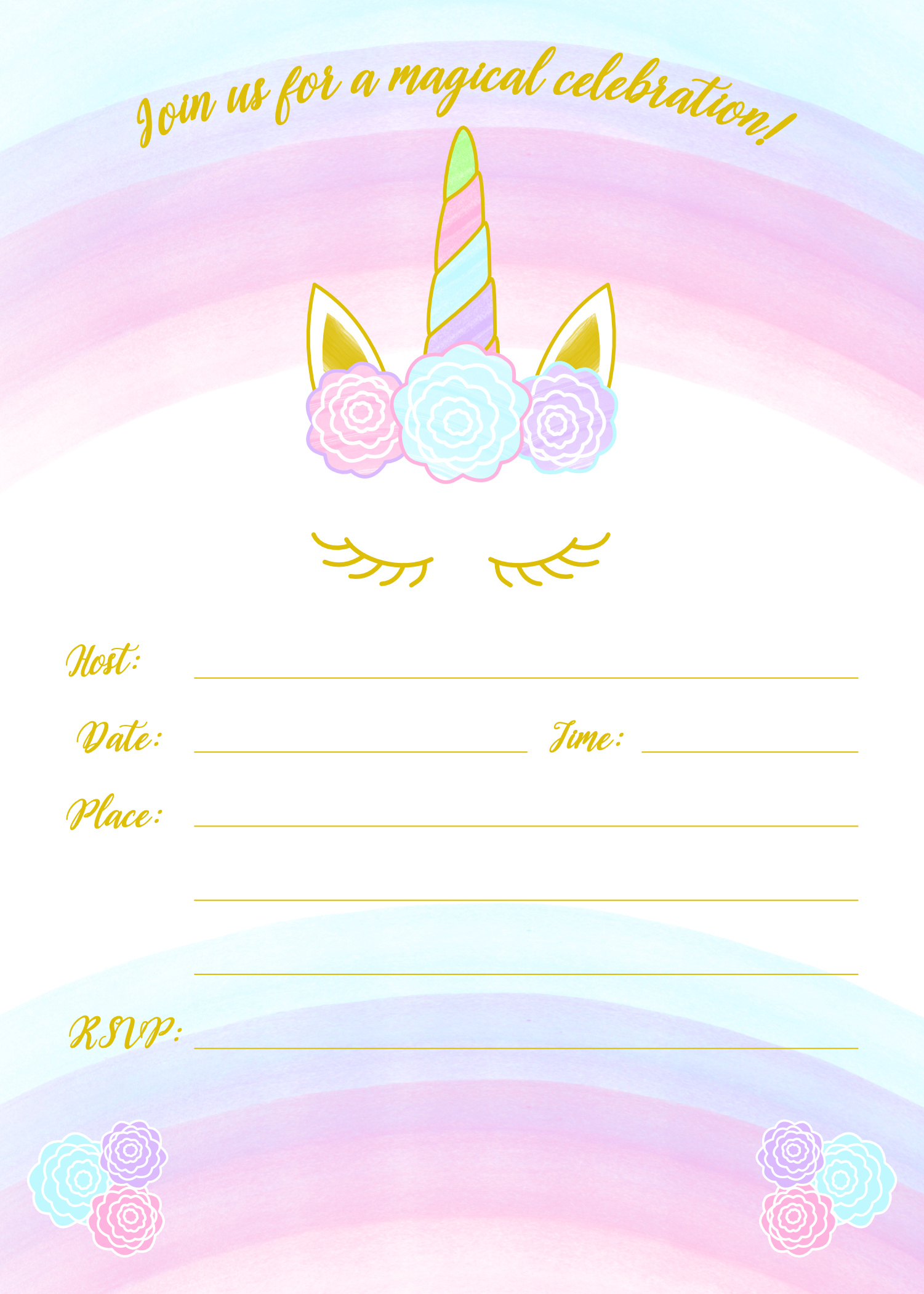Unicorn Invitation Free Printable Templates - Easy To Download! within Free Printable Unicorn Invitations