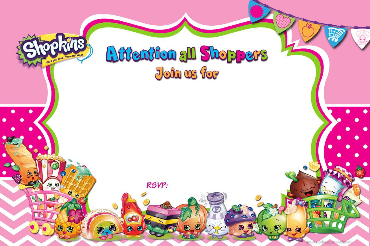 Updated – Free Printable Shopkins Birthday Invitation Template in Free Printable Shopkins Invitations