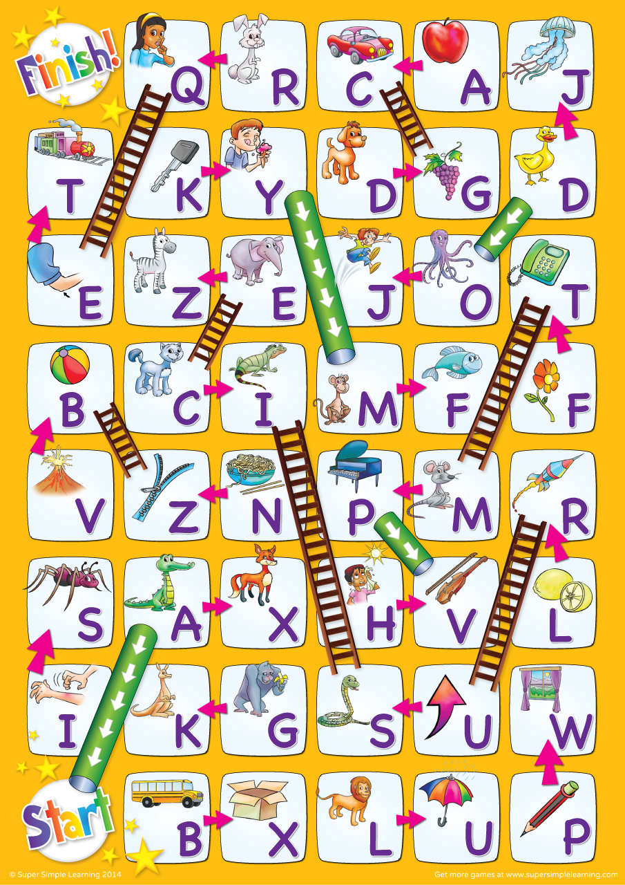Uppercase Alphabet Chutes & Ladders Game - Super Simple intended for Free Printable Alphabet Board Games