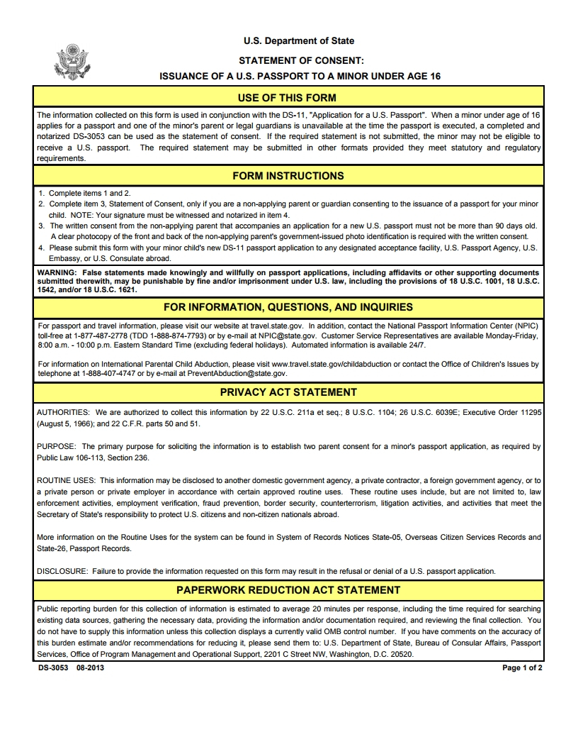 Us State Department Form Ds 11 - Printable Weekly Planner for Free Printable Ds 11