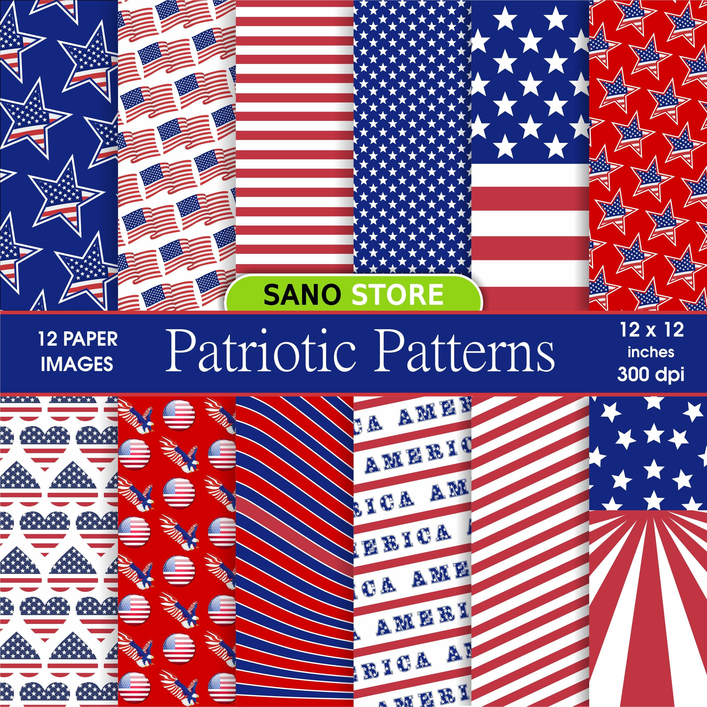 Usa Patriotic Digital Papers Druckbare, Hintergründe, Rot, Weiß in Free Printable Patriotic Scrapbook Paper