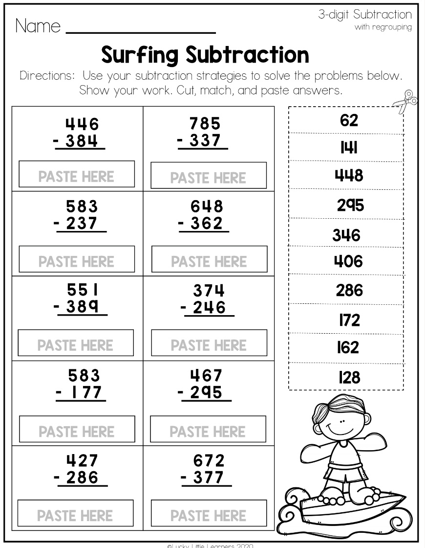 Using 2Nd Grade Math Worksheets To Teach 3-Digit Subtraction With inside Free Printable 3 Digit Subtraction With Regrouping Worksheets