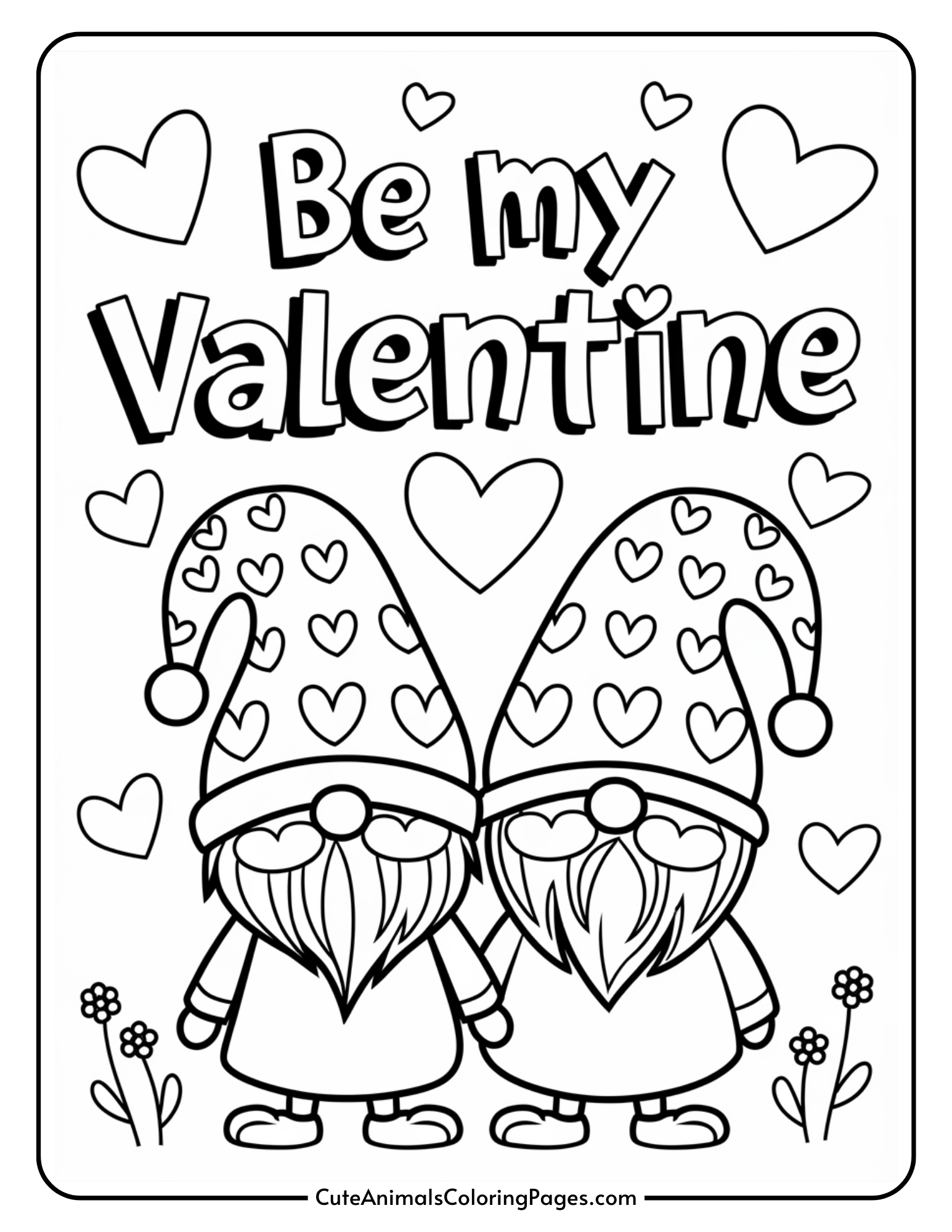 Valentine Gnome Coloring Pages (6 Free Printable Pdf Pages) - Cute throughout Free Printable Valentine Coloring Pages
