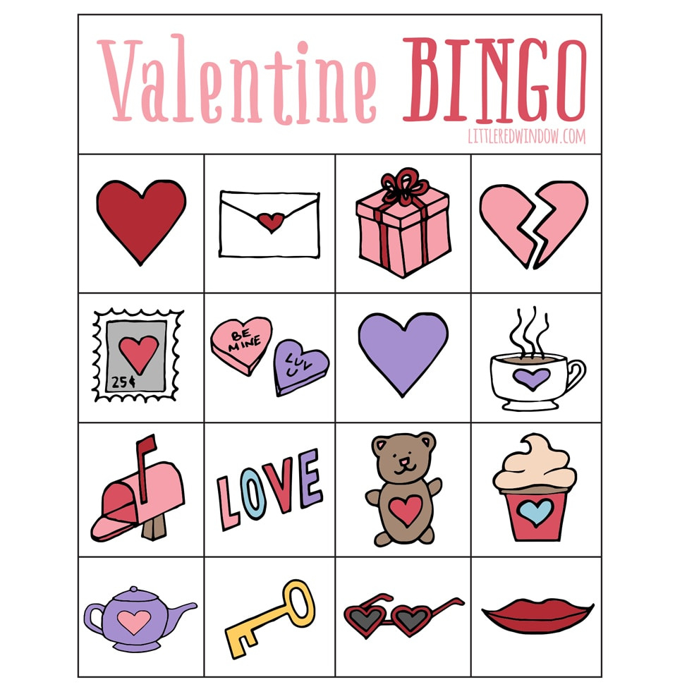 Valentine&amp;#039;S Bingo - Free Printable - Little Red Window in Free Printable Valentines Bingo