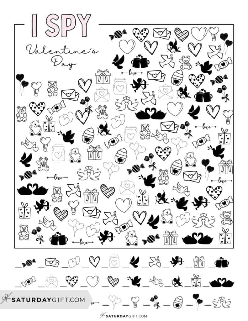 Valentines Day I Spy Printable - Cute &Amp; Free | Saturdaygift inside Free Printable Valentine Hidden Pictures