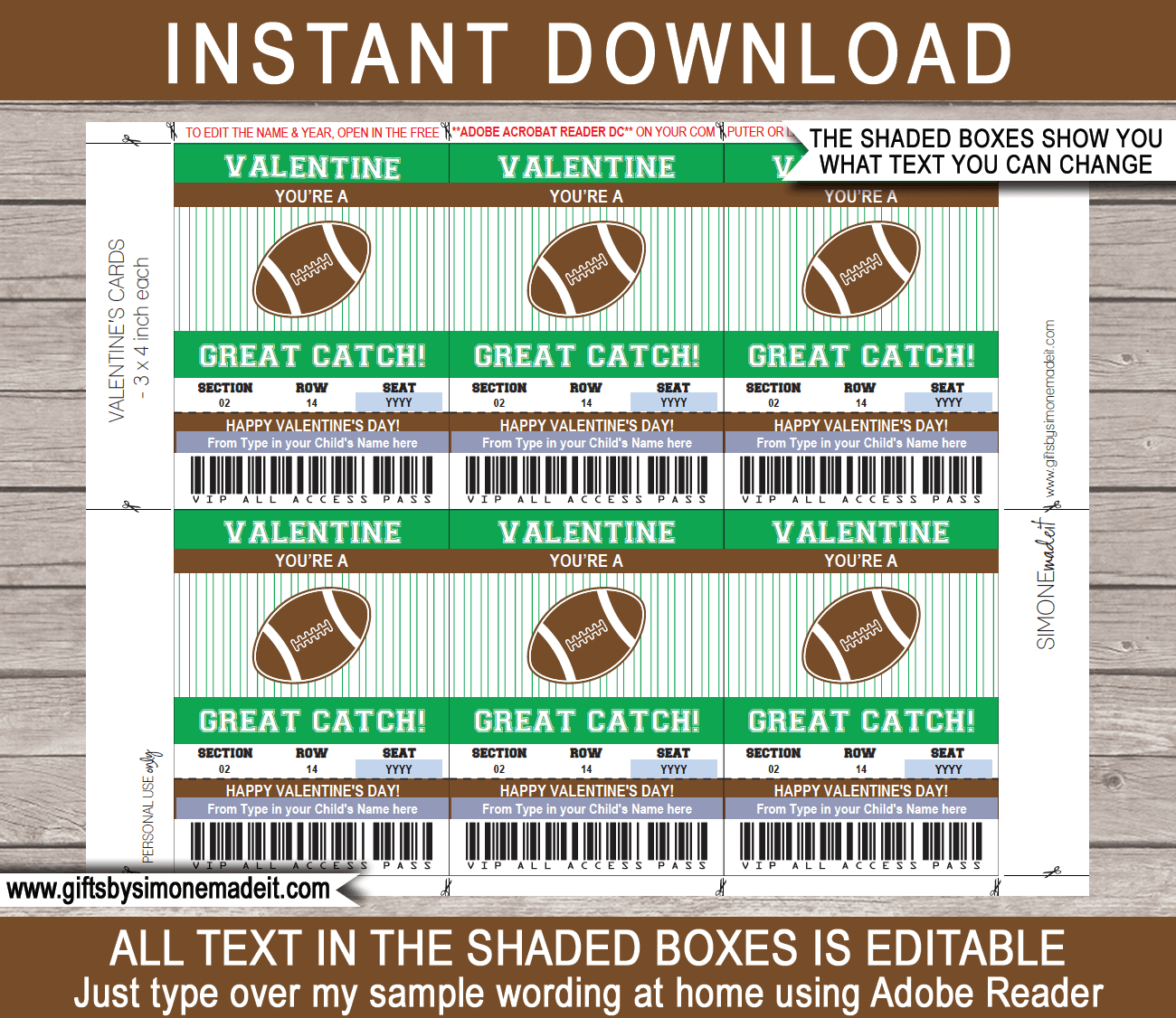 Valentine&amp;#039;S Day Kids Class Gift Tags - Football intended for Free Printable Football Valentines Day Cards