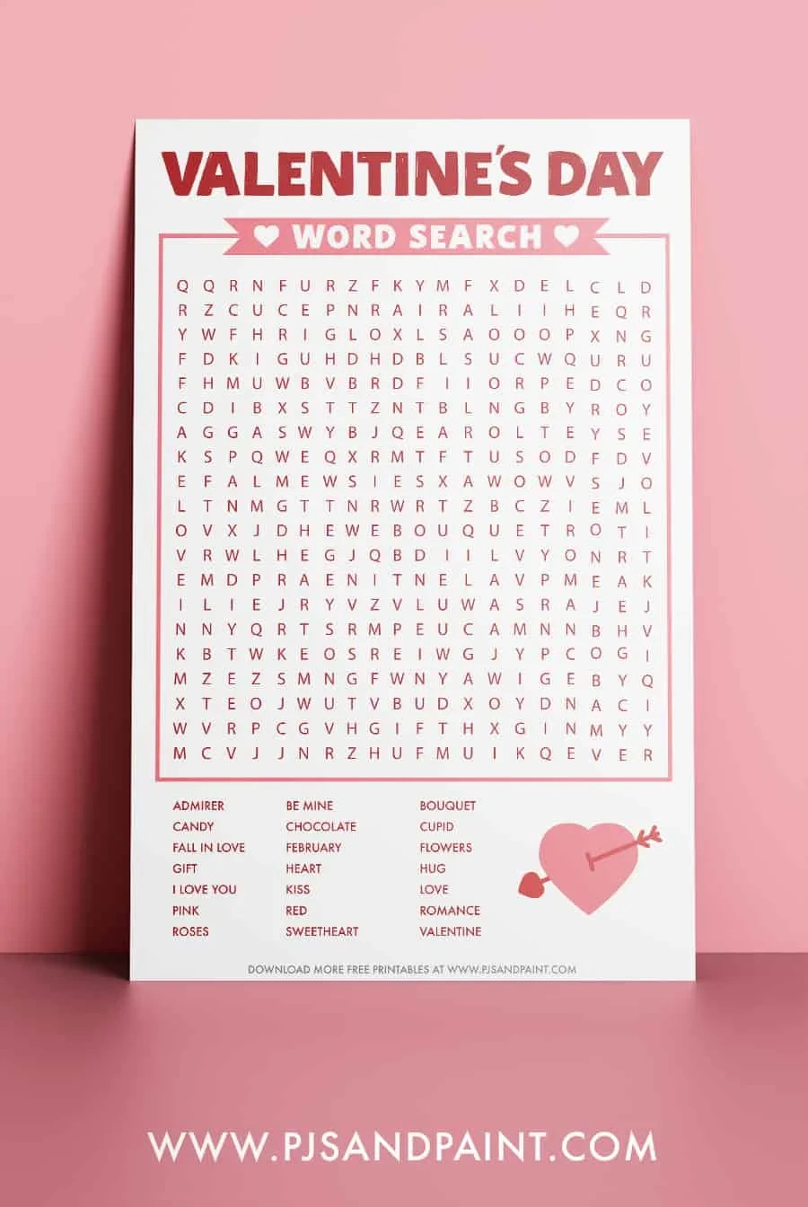Valentine'S Day Word Search - Free Printable - Pjs And Paint in Free Printable Valentine Word Search For Adults
