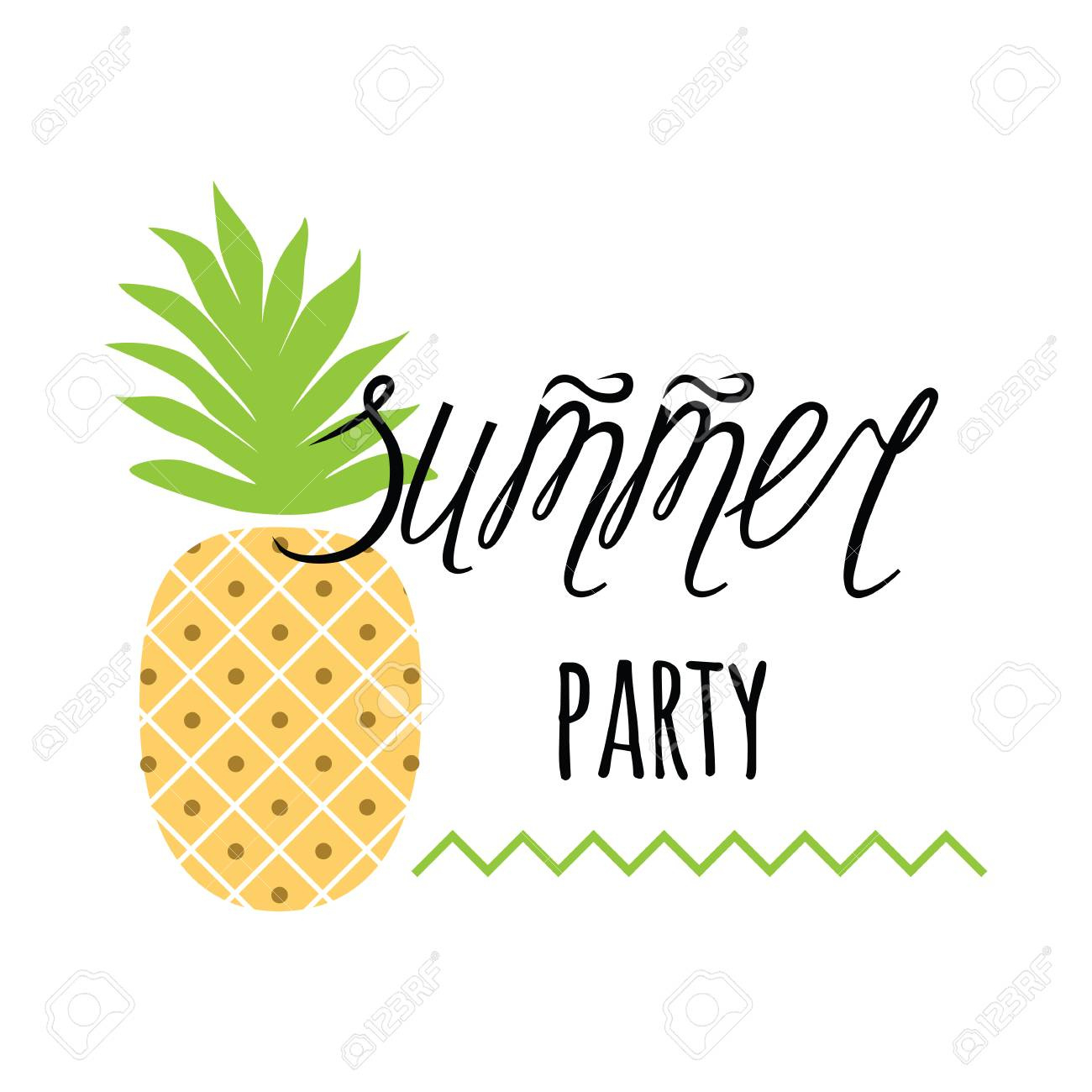 Vector Invitation Template With Pineapple, Text Summer Party On pertaining to Free Printable Pineapple Invitations