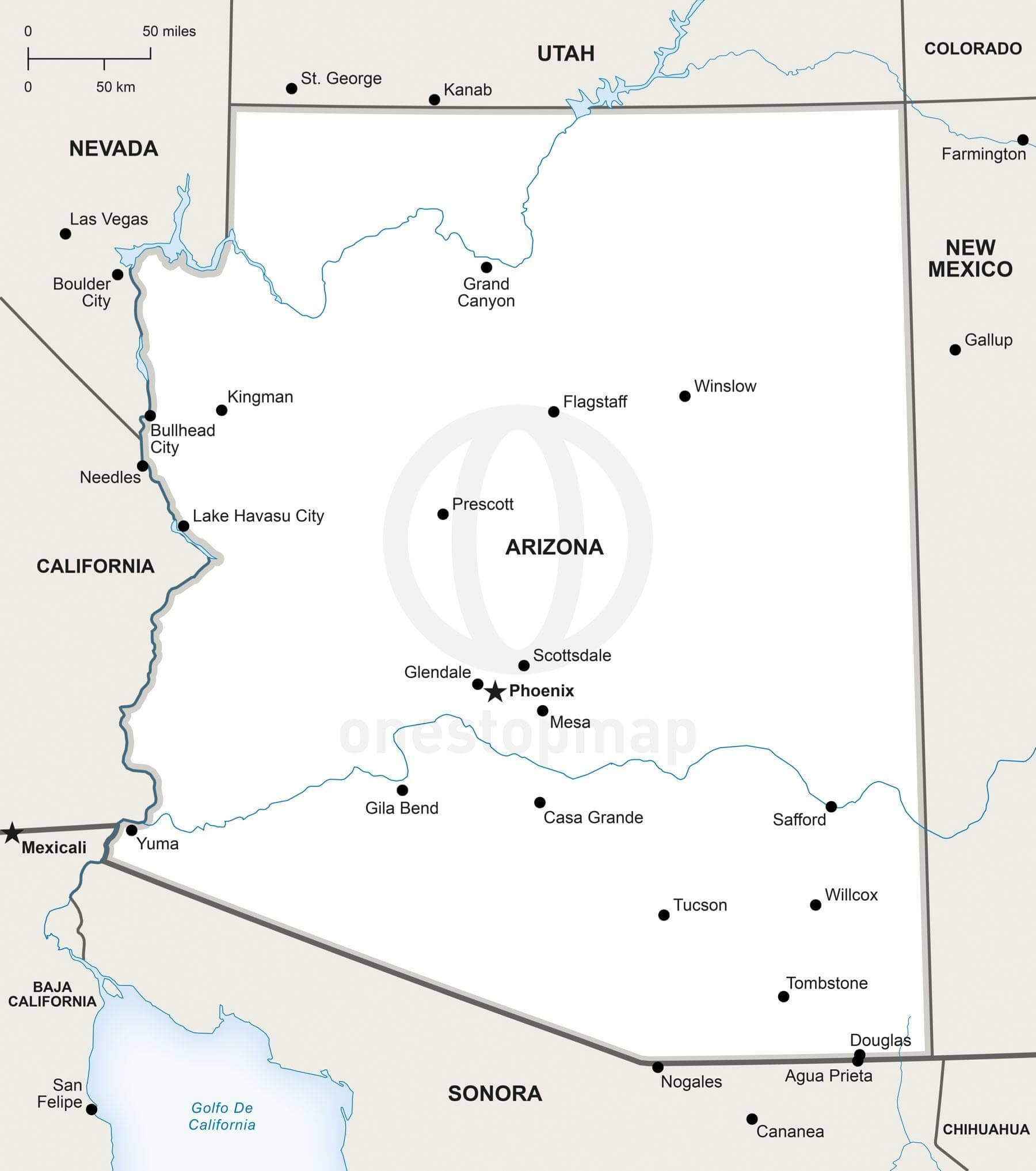 Vector Map Of Arizona Political | One Stop Map intended for Free Printable Map Of Arizona
