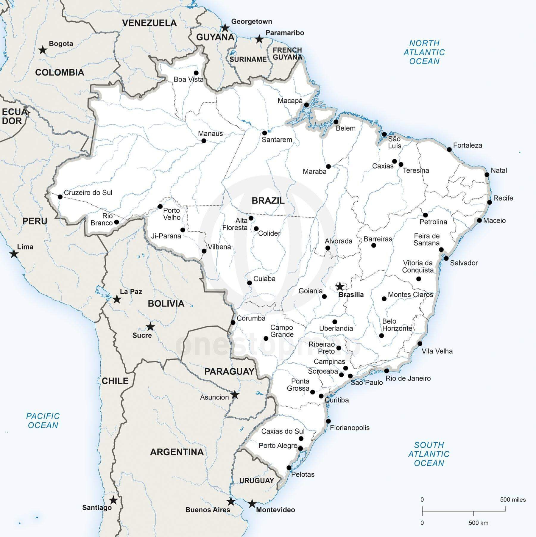 Vector Map Of Brazil Political | One Stop Map pertaining to Free Printable Map Of Brazil