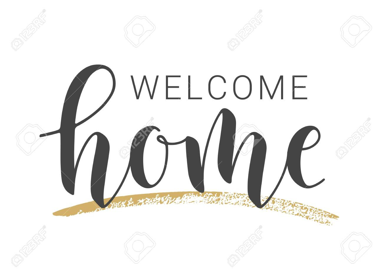 Vektor-Illustration. Handschriftlicher Schriftzug Von Welcome Home within Welcome Home Cards Free Printable