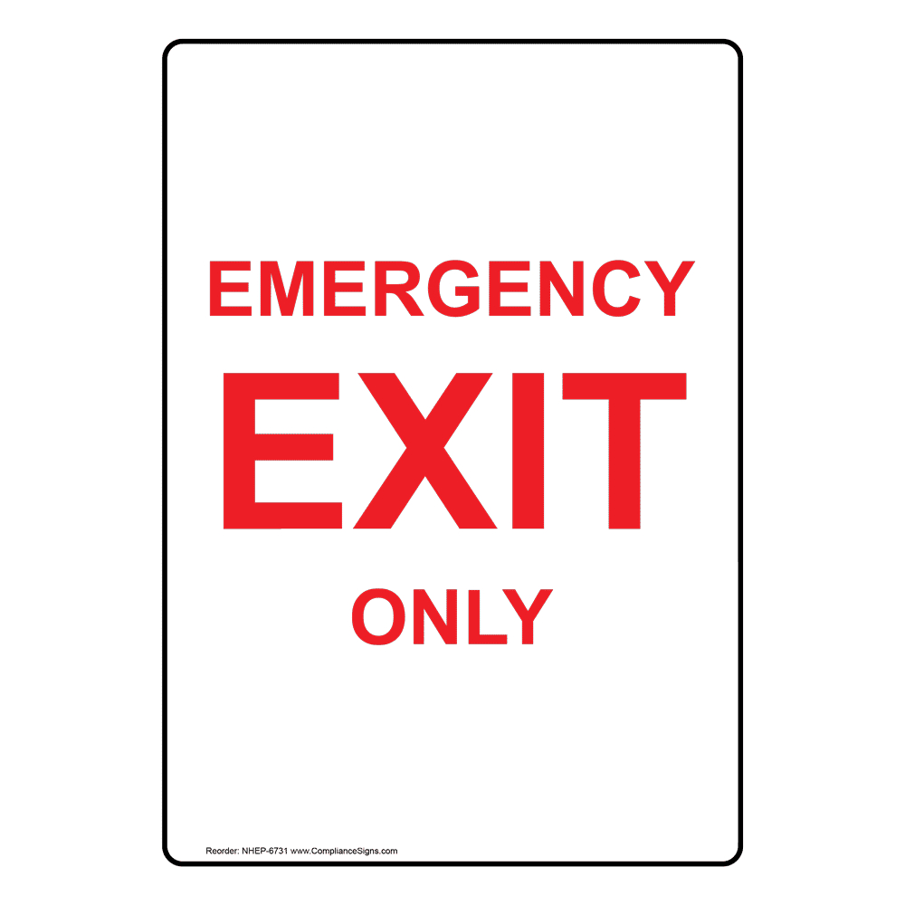 Vertical Sign - Emergency Exit - Emergency Exit Only in Free Printable Emergency Exit Only Signs