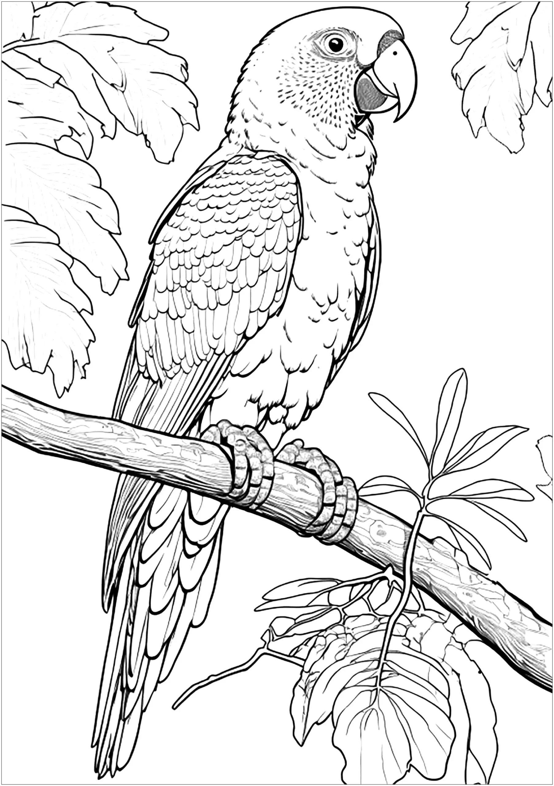 Very Realistic Amazon Parrot - Bird Coloring Pages inside Free Printable Parrot Coloring Pages