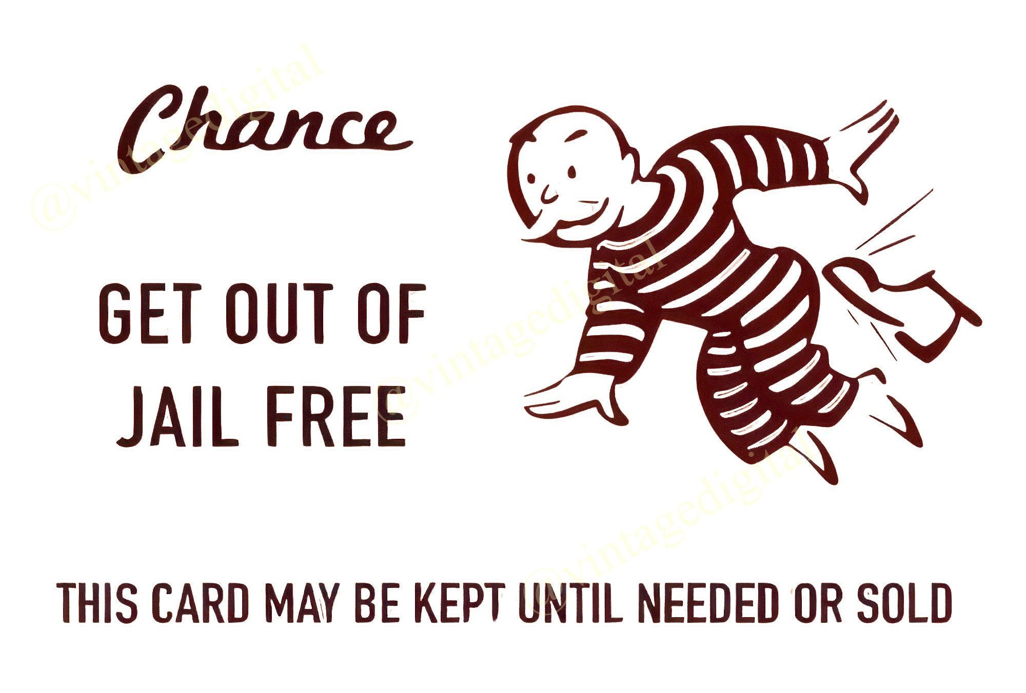 Vintage 1960S Monopoly Game Chance Get Out Of Jail Free Card With intended for Get Out Of Jail Free Card Printable