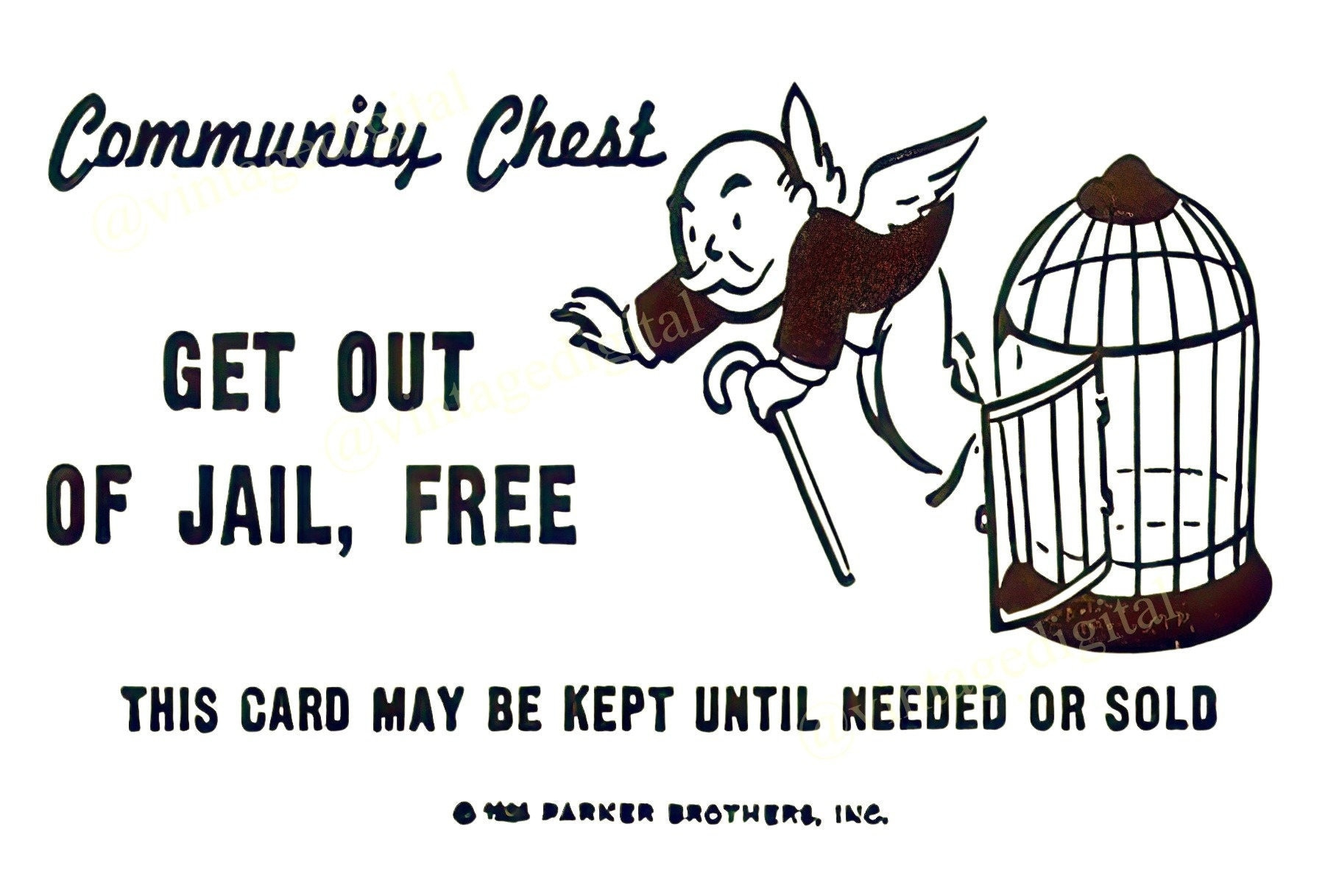 Vintage 1960S Monopoly Game Community Chest Get Out Of Jail Free intended for Get Out Of Jail Free Card Printable