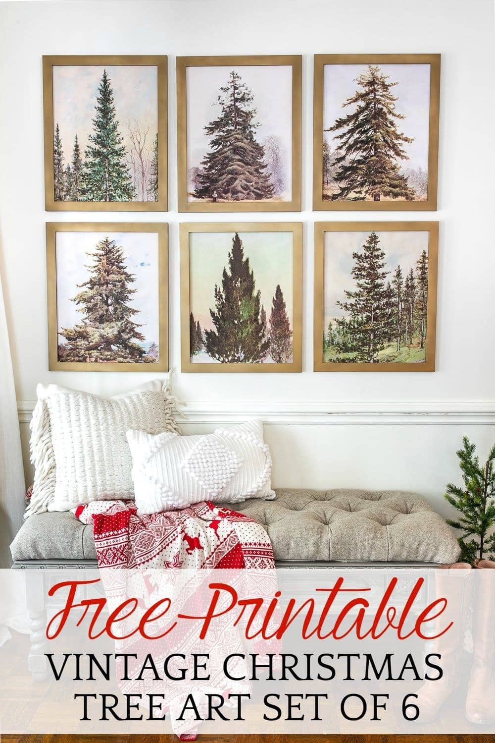 Vintage Christmas Tree Gallery Wall Printable Set - Bless&amp;#039;Er House with Free Printable Vintage Christmas Pictures