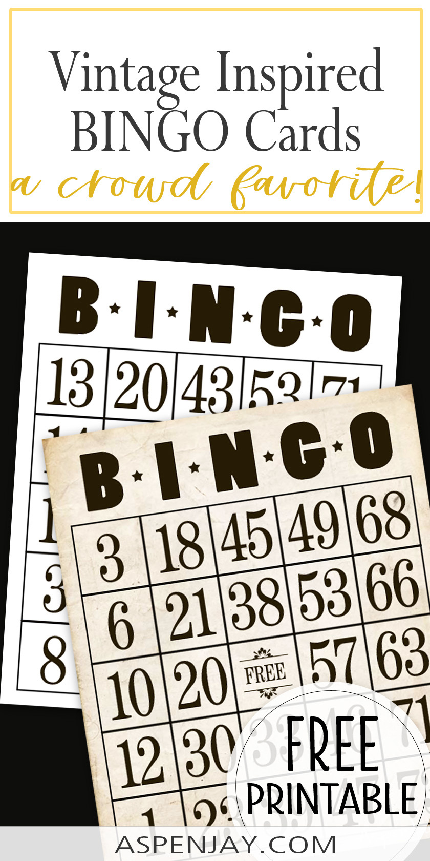 Vintage Inspired Free Printable Bingo Cards - Aspen Jay for Free Printable Bingo Cards