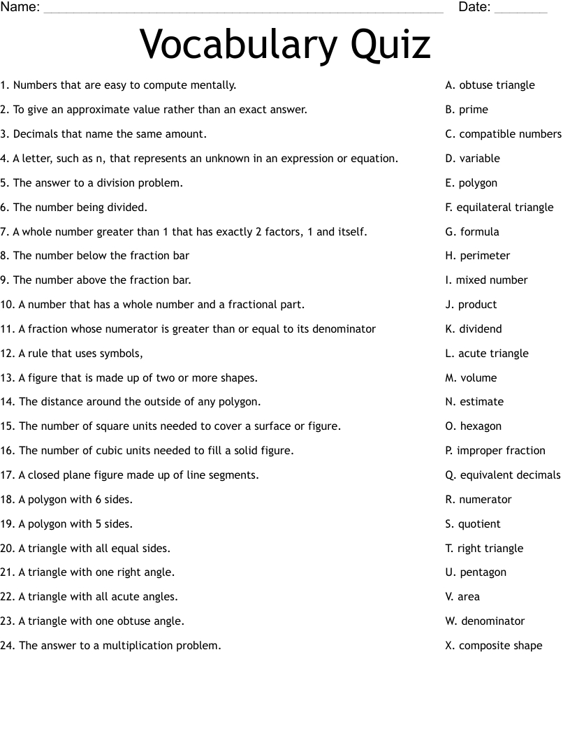 Vocabulary Quiz Worksheet - Wordmint regarding Free Printable Vocabulary Quiz Maker