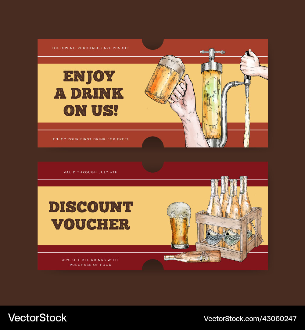 Voucher Template With Craft Beer Royalty Free Vector Image with regard to Free Printable Beer Coupons